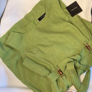 Ellen Tracy/ Lime colored sleeveless dress.